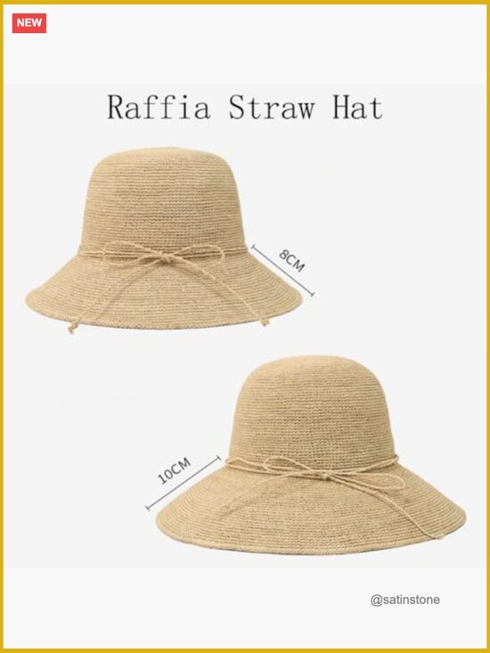Handmade Raffia Straw Bucket Hat Foldable Floppy Sun Hat for Beach Summer main image 5